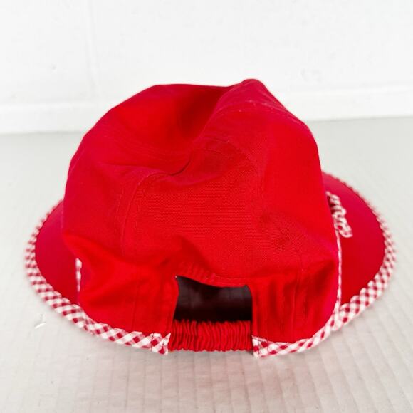 Vintage Sun Hat Visor Red White Picnic Check - Picture 3 of 7